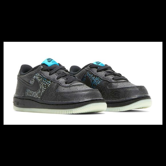 Space Jam x Air Force 1 '07 TD 'Computer Chip' Black Sneakers For Baby Size 4C - Picture 3 of 12